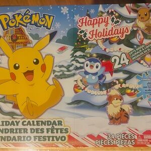Pokemon Holiday Calendar with Pikachu - Yellow, Blue, Red, White
